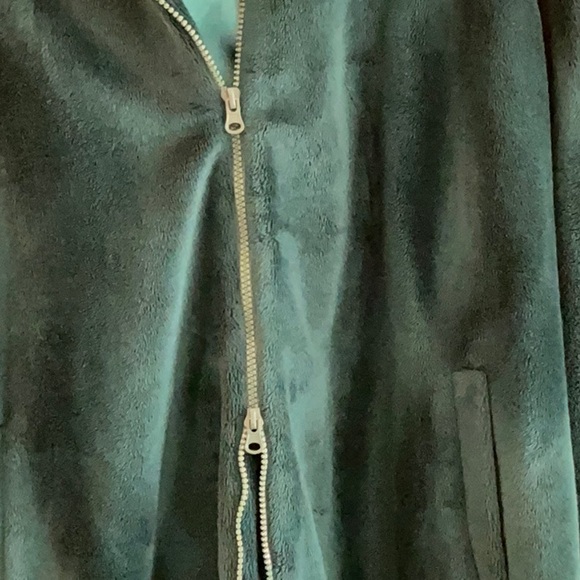 VINTAGE Susan Somers Collection zip front car coat. Teal w/ hood. - Picture 3 of 13